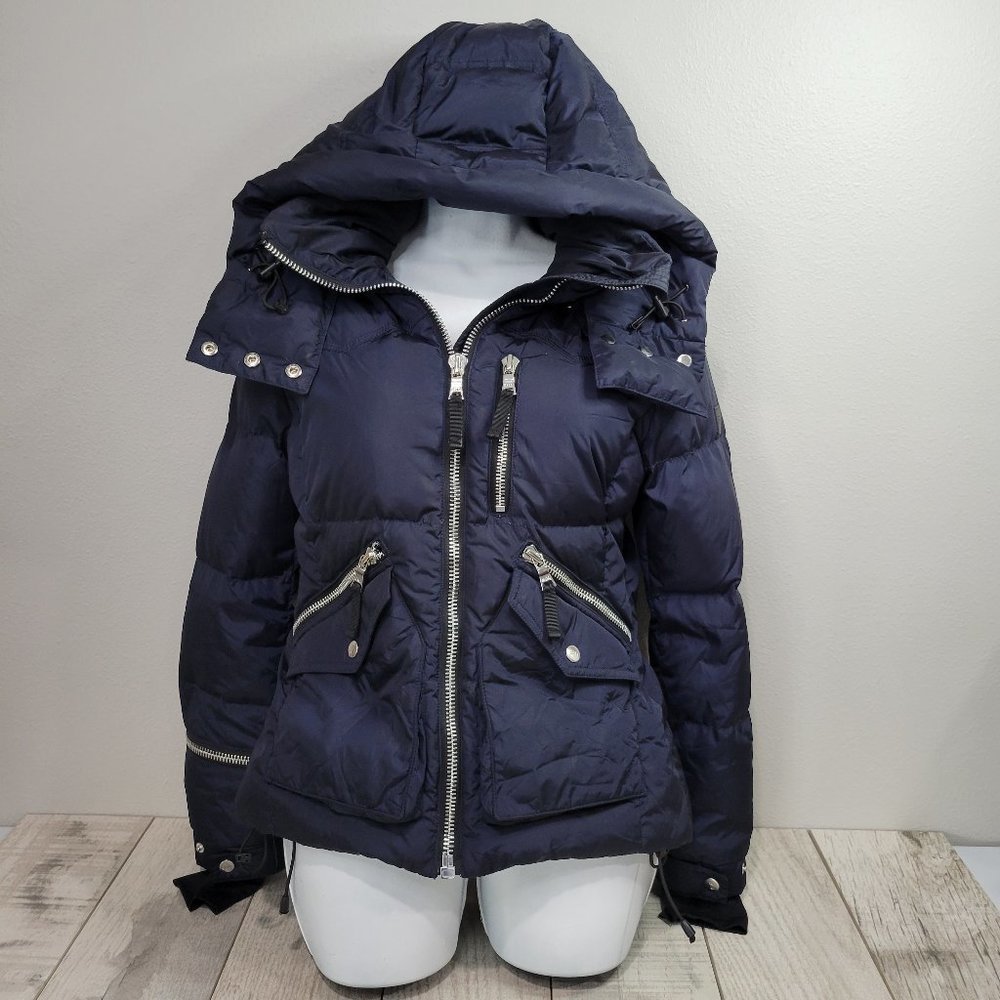 SAM. Navy Down Puffer Jacket with Removable Hood
